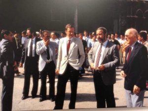 Leonardo Guarnotta (al centro con la giacca chiara) insieme a Giovanni Falcone, Paolo Borsellino, Giuseppe Di Lello e Antonino Caponnetto (Foto di © Franco Zecchin)